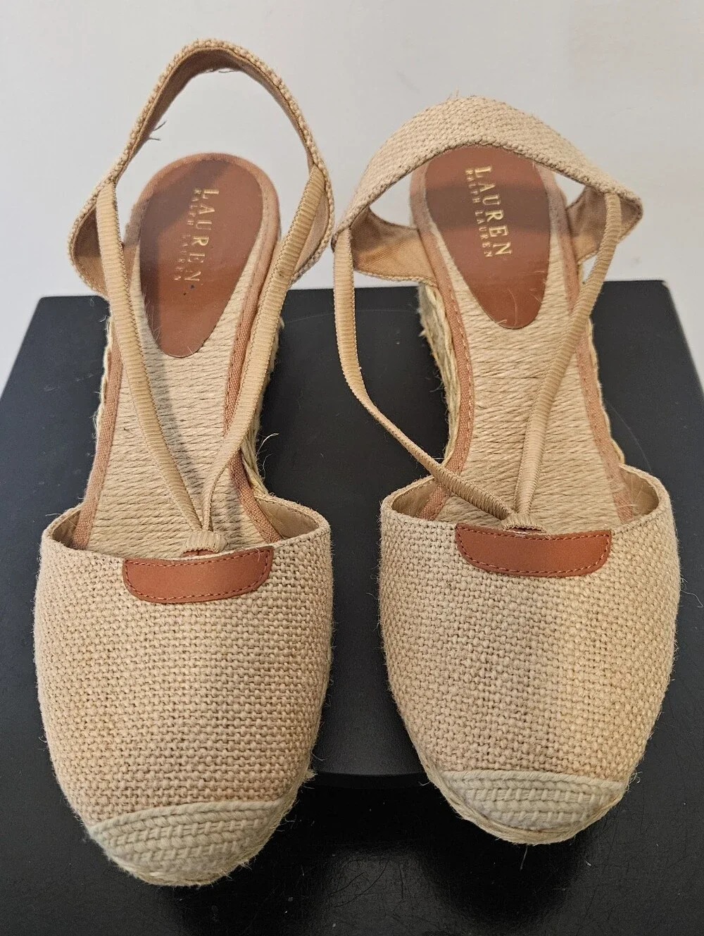 Lauren Ralph Lauren Women's Cala Espadrille‎ Wedge Sandals Tan Size 11B